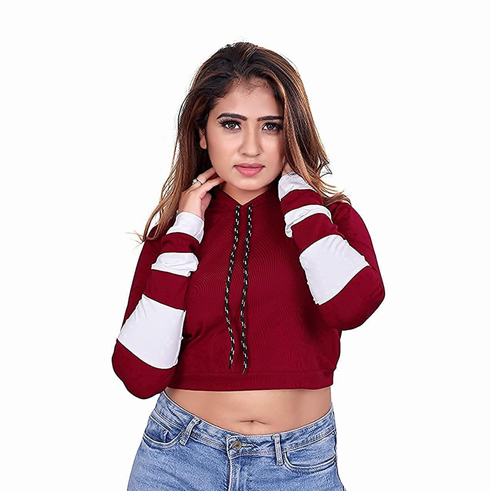 Hestic Sports Wear Cotton Best Selling Women Crop Top Hoodie Professional Quality 100% Polyester Cotton Made Crop Top Hoodies For Women