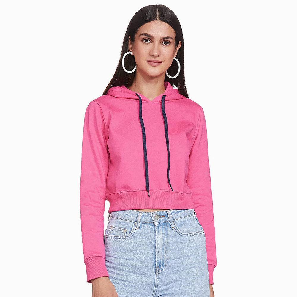 Hestic Sports Wear Cotton Best Selling Women Crop Top Hoodie Professional Quality 100% Polyester Cotton Made Crop Top Hoodies For Women