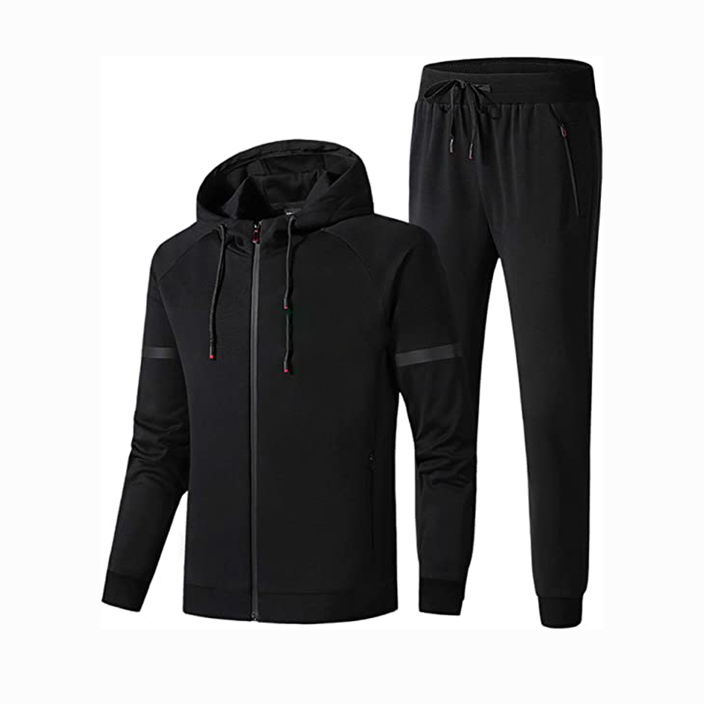 Hestic Sports Wear Men's Athletic Running Tracksuit Set Casual Full Zip Jogging Sweat Suit