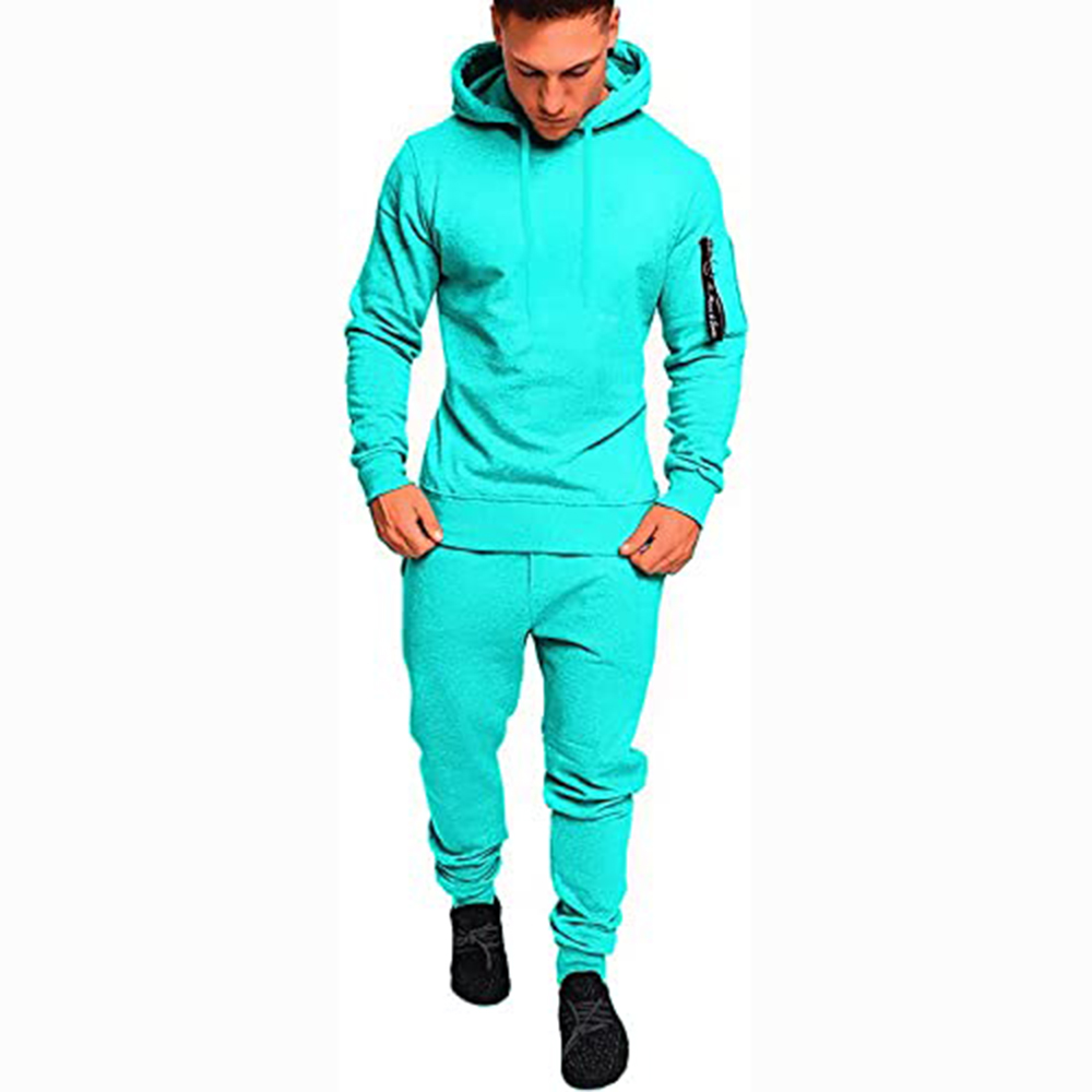 Hestic Sports Wear Men's Athletic Running Tracksuit Set Casual Full Zip Jogging Sweat Suit