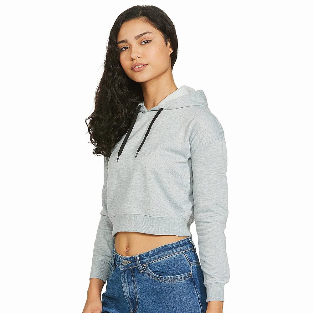 Hestic Sports Wear Cotton Best Selling Women Crop Top Hoodie Professional Quality 100% Polyester Cotton Made Crop Top Hoodies For Women