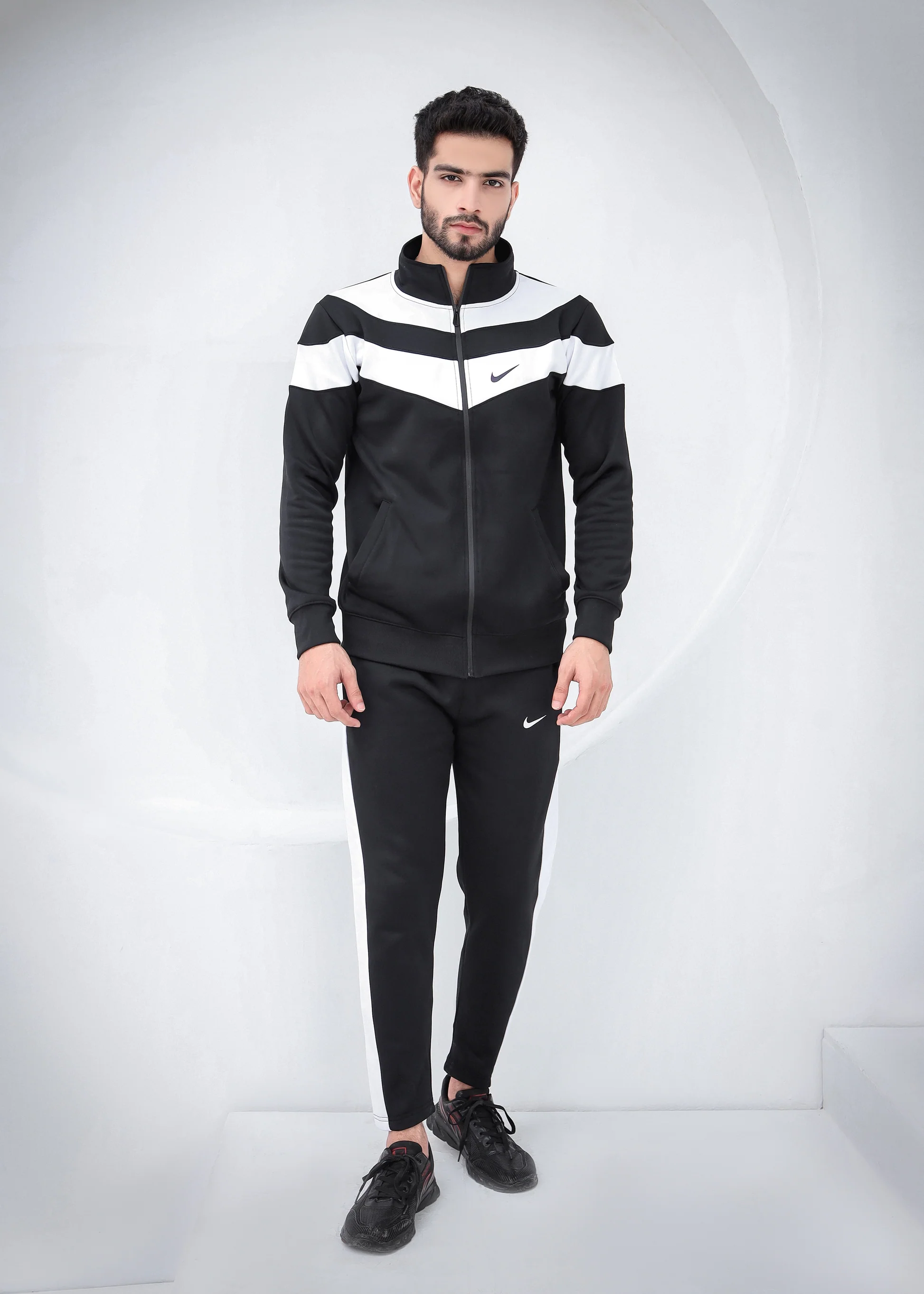 Hestic Sports Wear Men's Athletic Running Tracksuit Set Casual Full Zip Jogging Sweat Suit